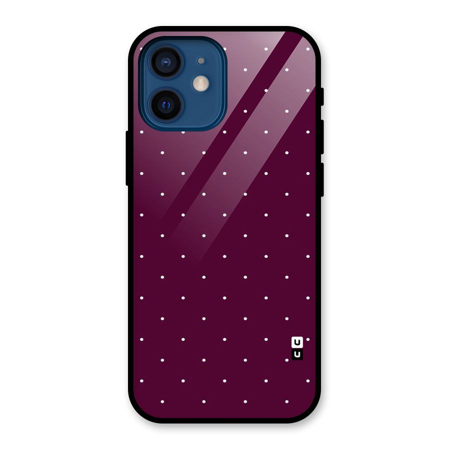 Purple Polka Glass Back Case for iPhone 12 Mini