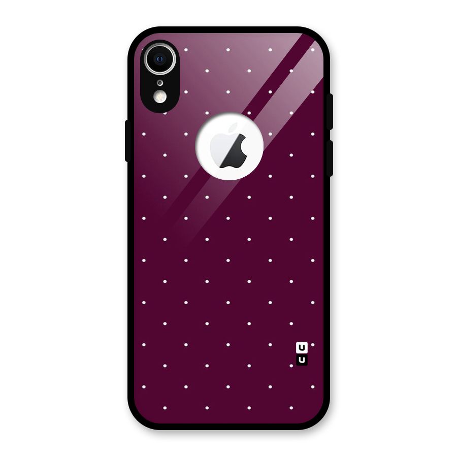 Purple Polka Glass Back Case for iPhone XR Logo Cut