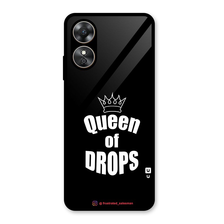 Queen of Drops Black Glass Back Case for Oppo A17