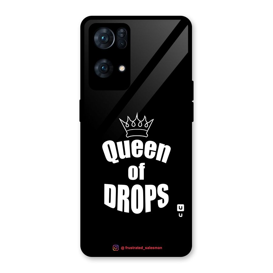 Queen of Drops Black Glass Back Case for Oppo Reno7 Pro 5G