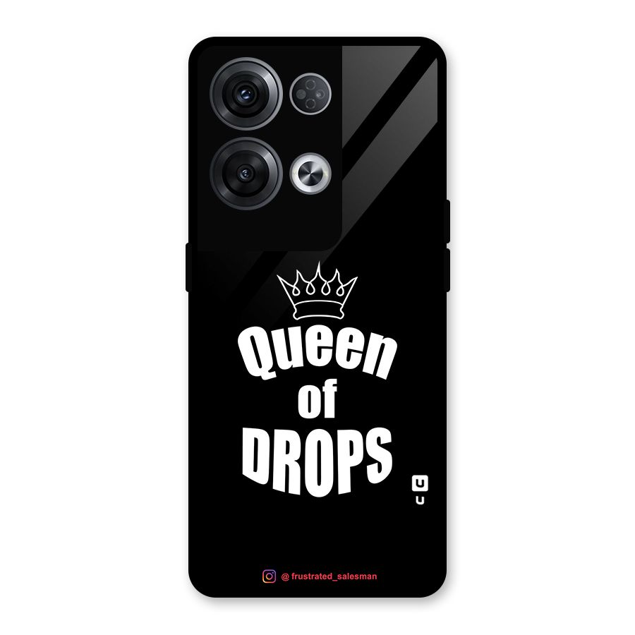 Queen of Drops Black Glass Back Case for Oppo Reno8 Pro 5G