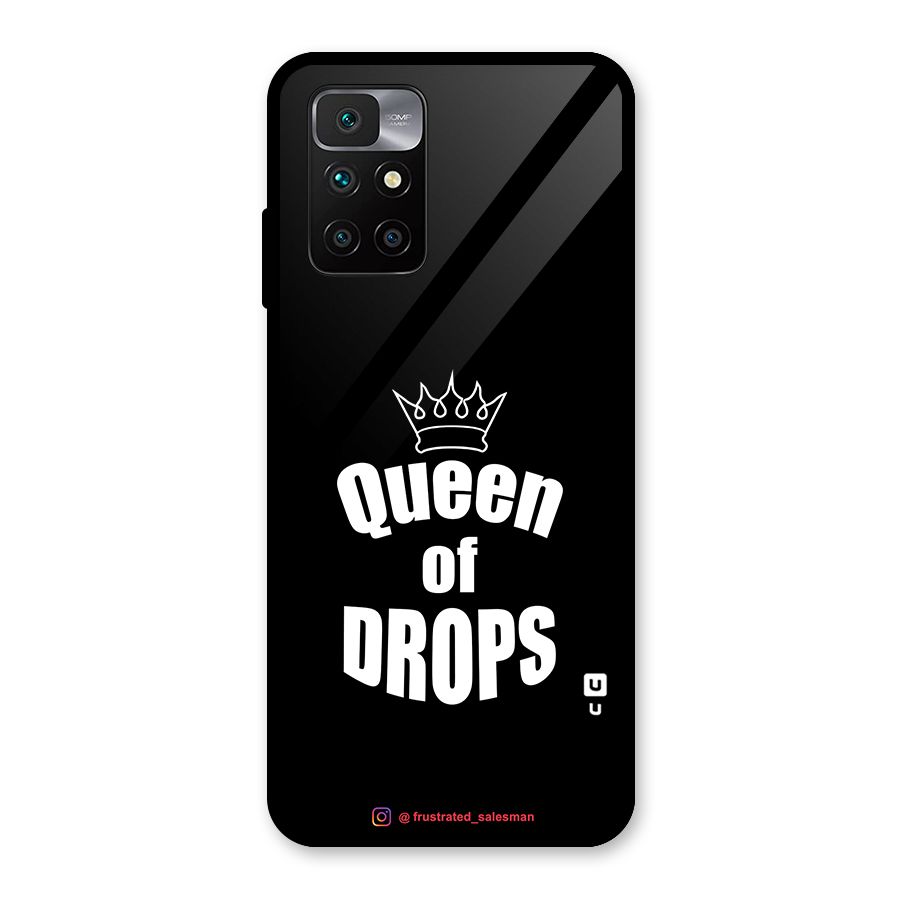 Queen of Drops Black Glass Back Case for Redmi 10 Prime