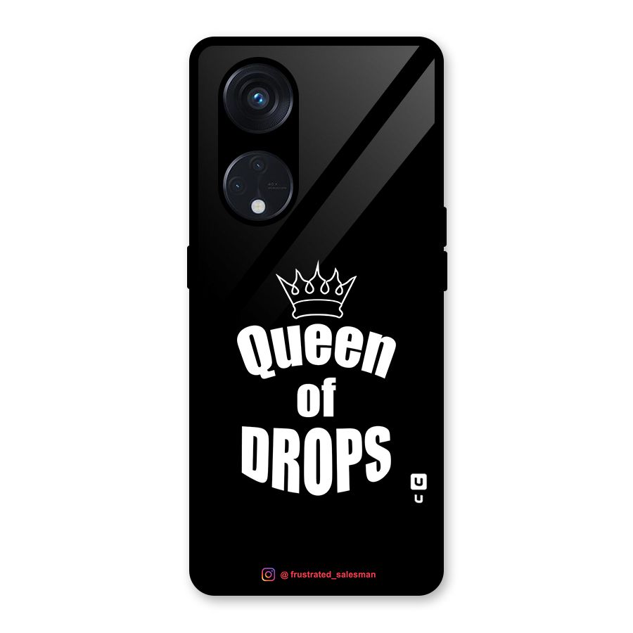 Queen of Drops Black Glass Back Case for Reno8 T 5G