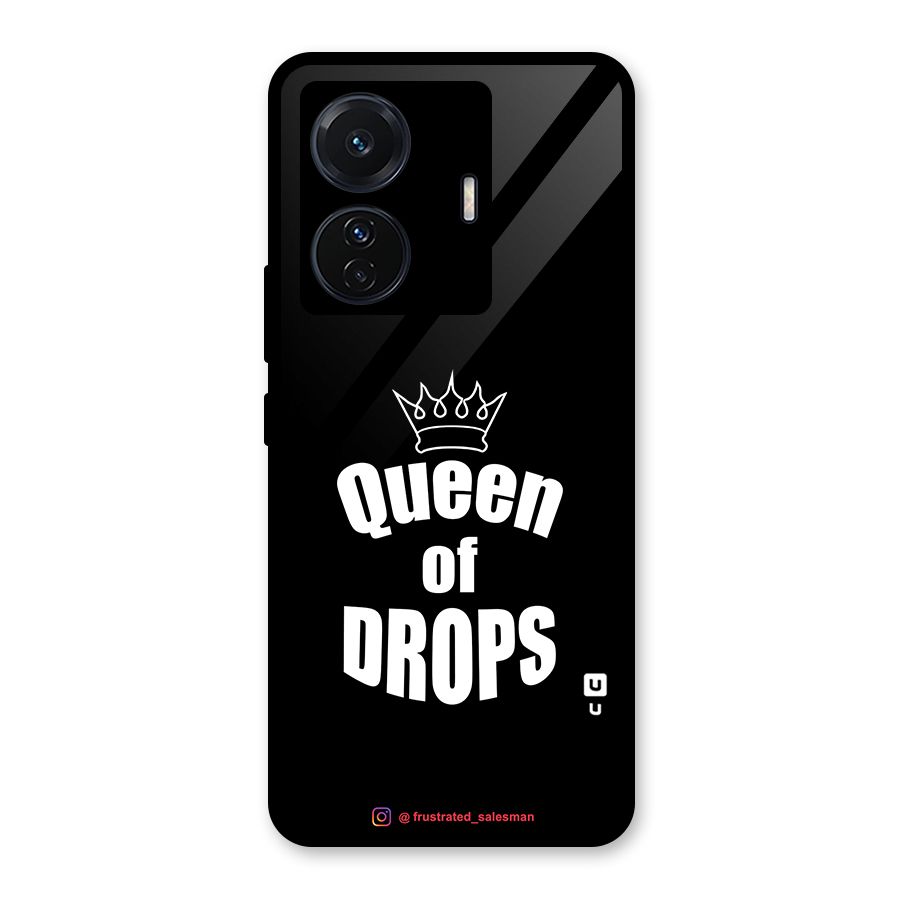 Queen of Drops Black Glass Back Case for Vivo T1 Pro