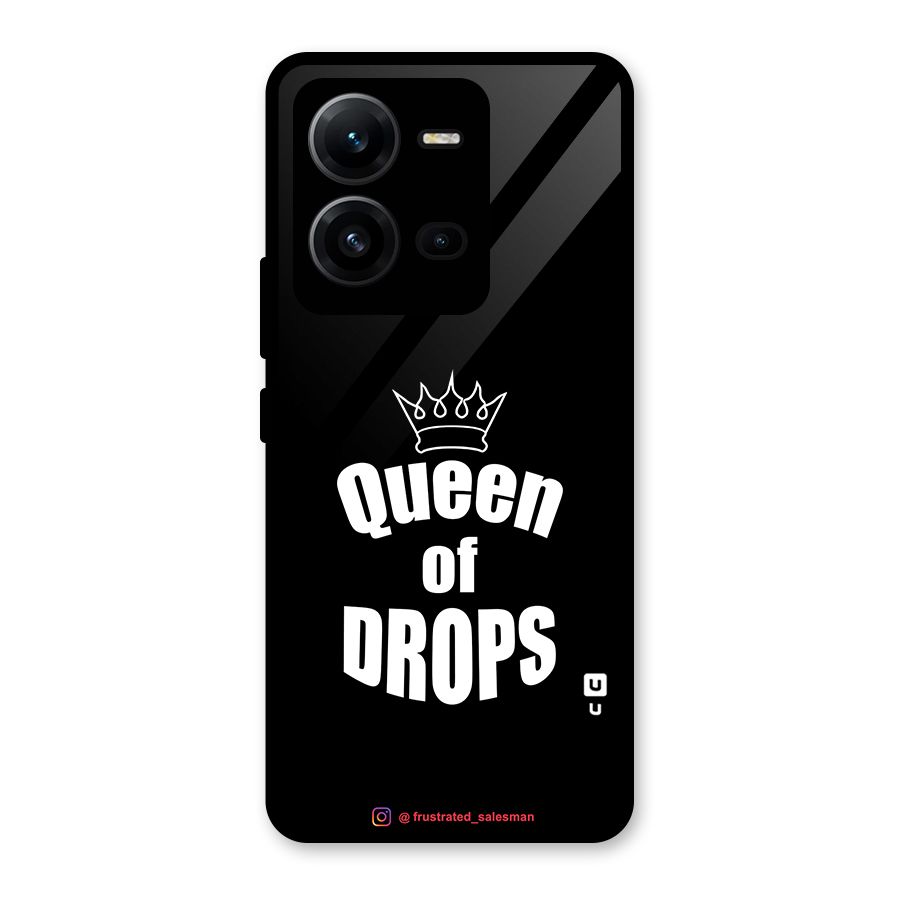 Queen of Drops Black Glass Back Case for Vivo V25