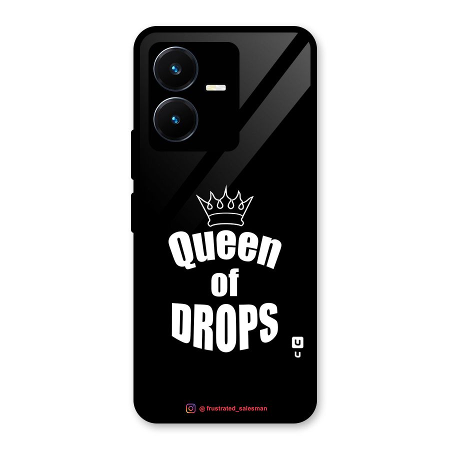 Queen of Drops Black Glass Back Case for Vivo Y22