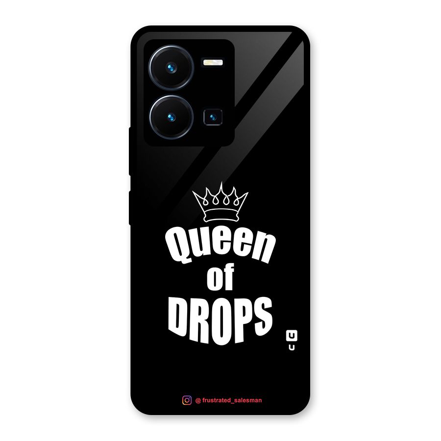Queen of Drops Black Glass Back Case for Vivo Y35