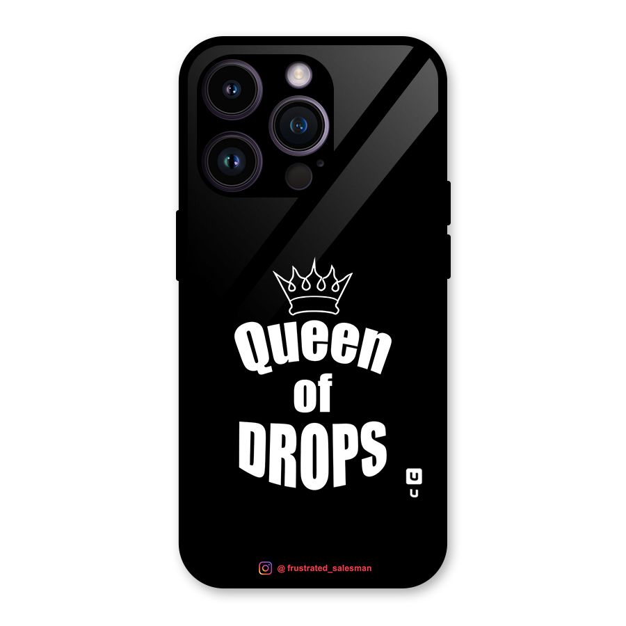 Queen of Drops Black Glass Back Case for iPhone 14 Pro
