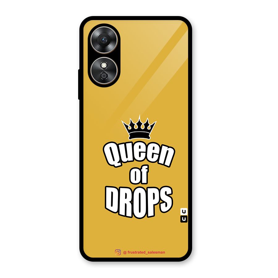 Queen of Drops Mustard Yellow Glass Back Case for Oppo A17