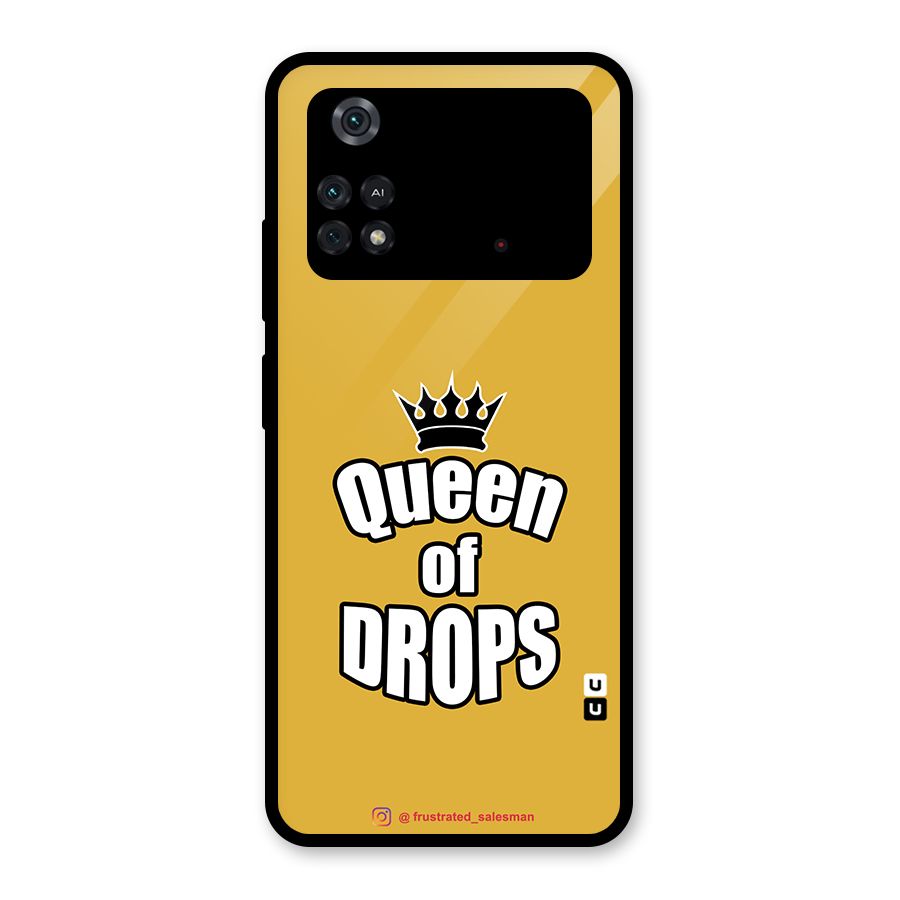 Queen of Drops Mustard Yellow Glass Back Case for Poco M4 Pro 4G