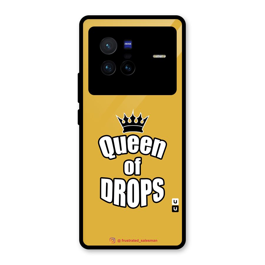 Queen of Drops Mustard Yellow Glass Back Case for Vivo X80