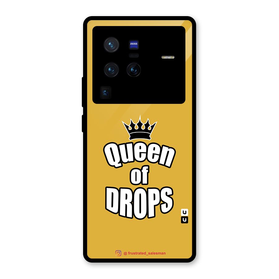 Queen of Drops Mustard Yellow Glass Back Case for Vivo X80 Pro