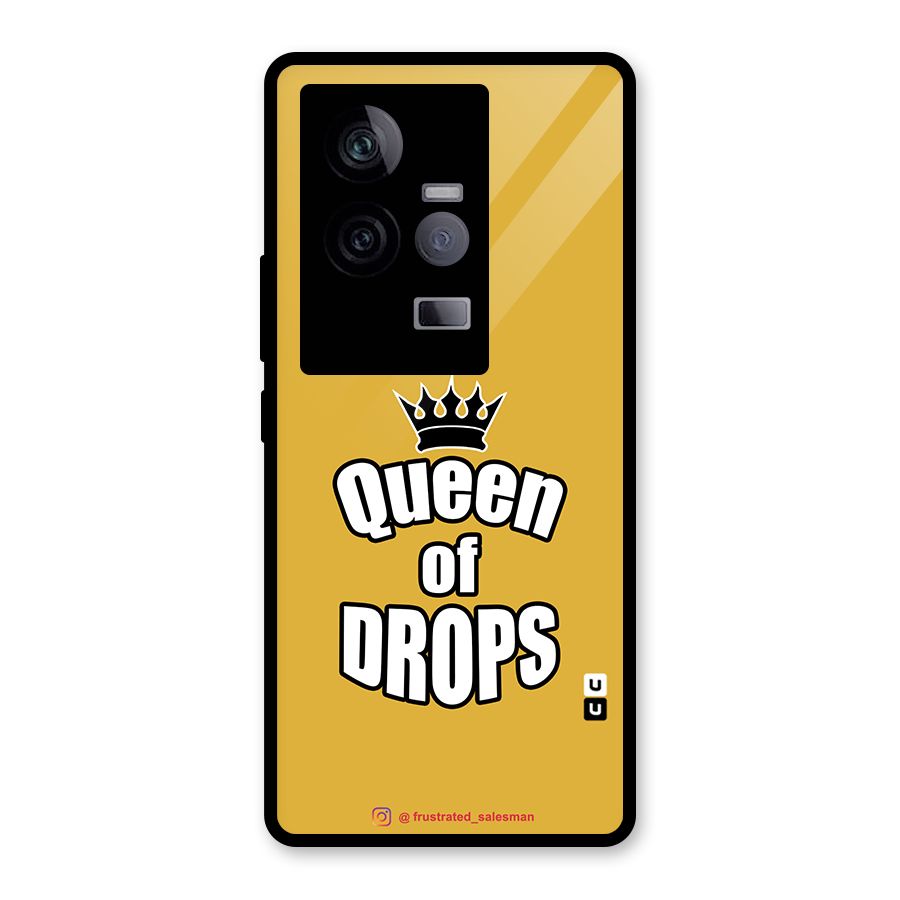 Queen of Drops Mustard Yellow Glass Back Case for Vivo iQOO 11 5G