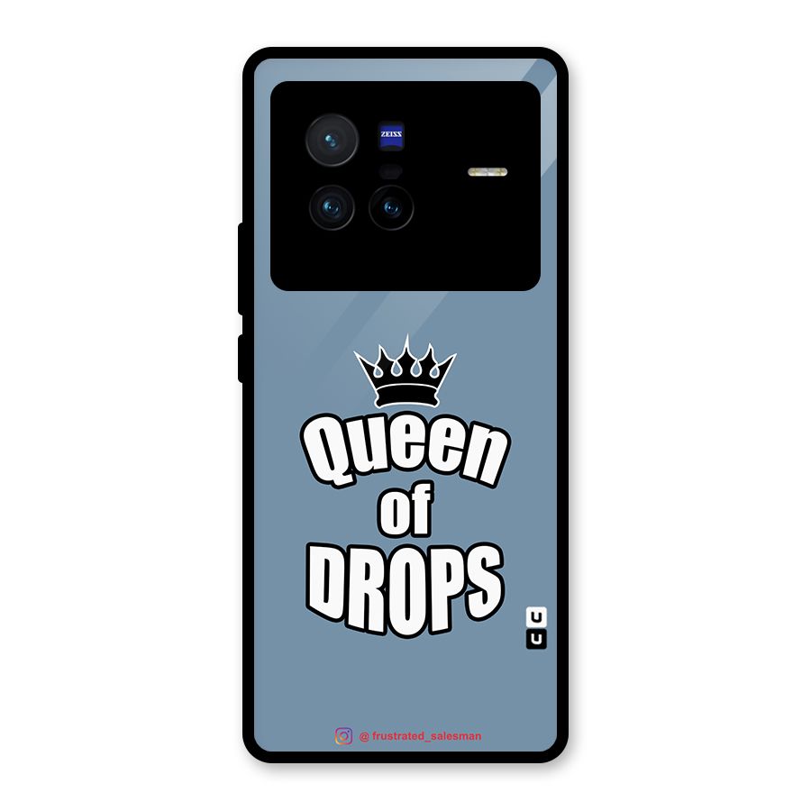 Queen of Drops SteelBlue Glass Back Case for Vivo X80