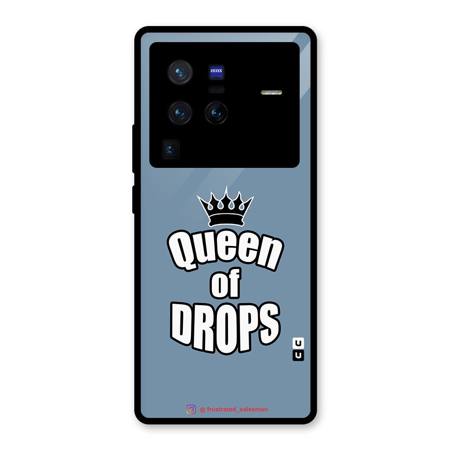 Queen of Drops SteelBlue Glass Back Case for Vivo X80 Pro