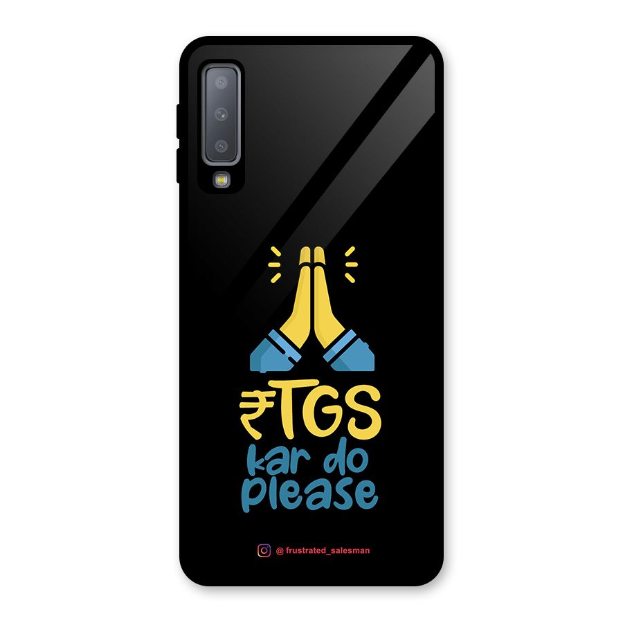 RTGS Kar Do Please Black Glass Back Case for Galaxy A7 (2018)