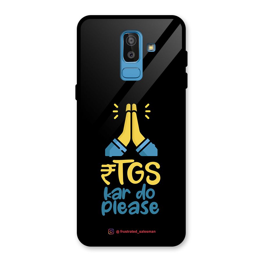 RTGS Kar Do Please Black Glass Back Case for Galaxy J8