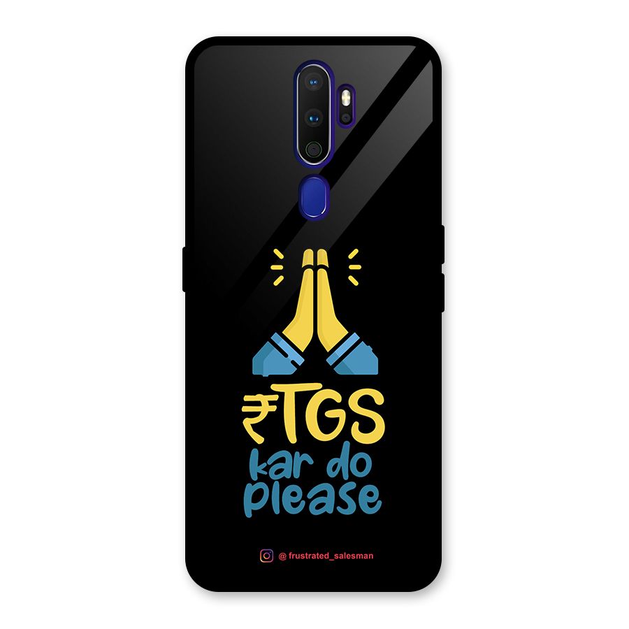 RTGS Kar Do Please Black Glass Back Case for Oppo A9 (2020)