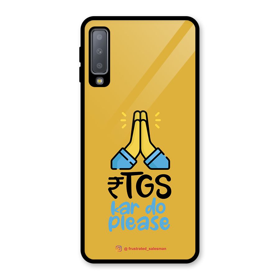RTGS Kar Do Please Mustard Yellow Glass Back Case for Galaxy A7 (2018)
