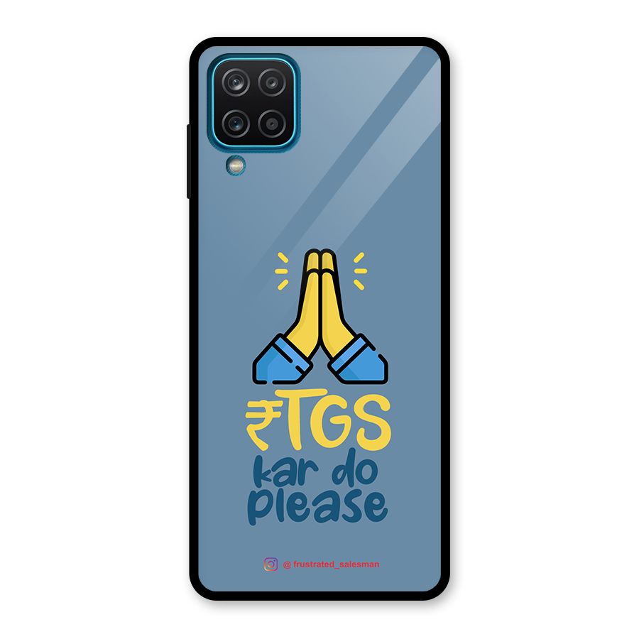 RTGS Kar Do Please SteelBlue Glass Back Case for Galaxy A12