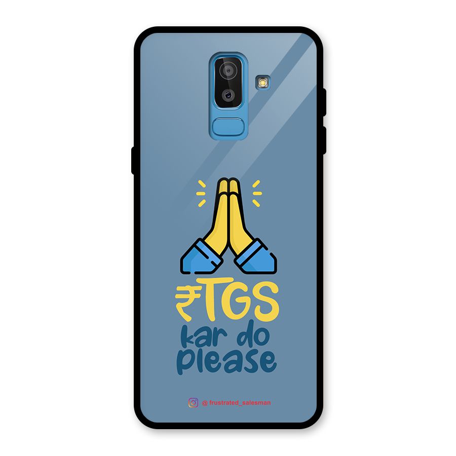 RTGS Kar Do Please SteelBlue Glass Back Case for Galaxy J8