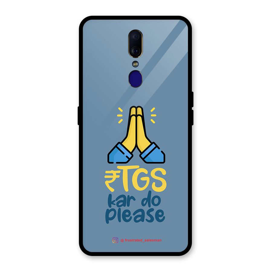 RTGS Kar Do Please SteelBlue Glass Back Case for Oppo F11
