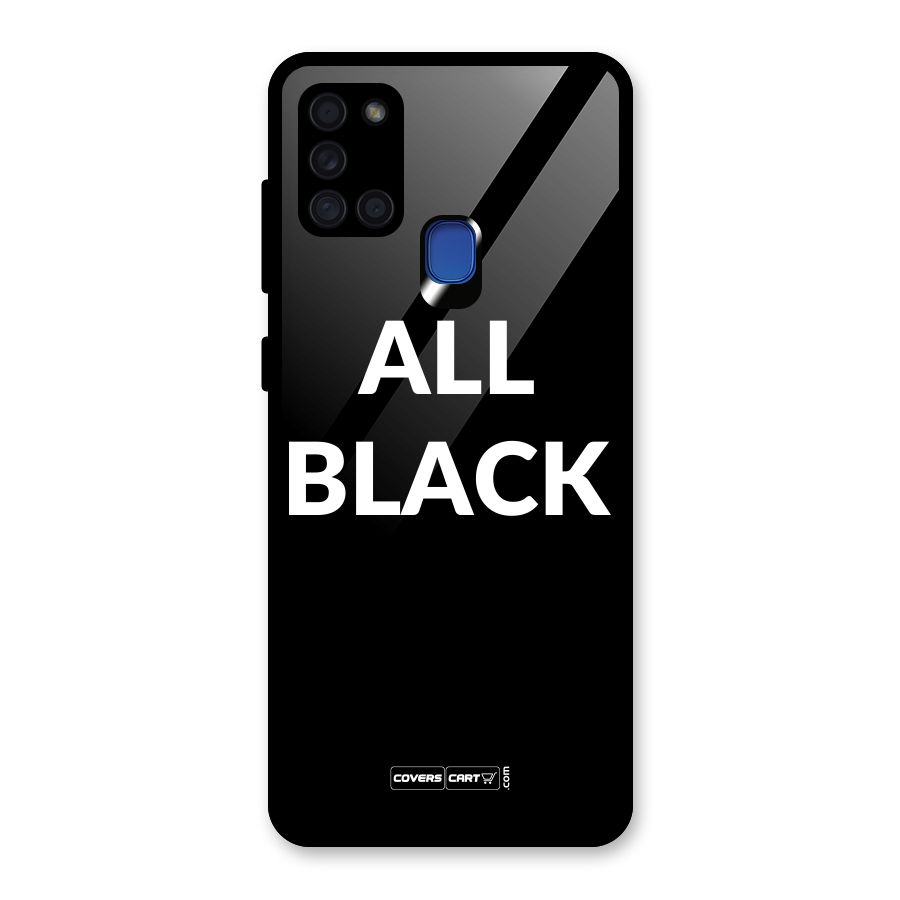 Raftaar All Black Glass Back Case for Galaxy A21s