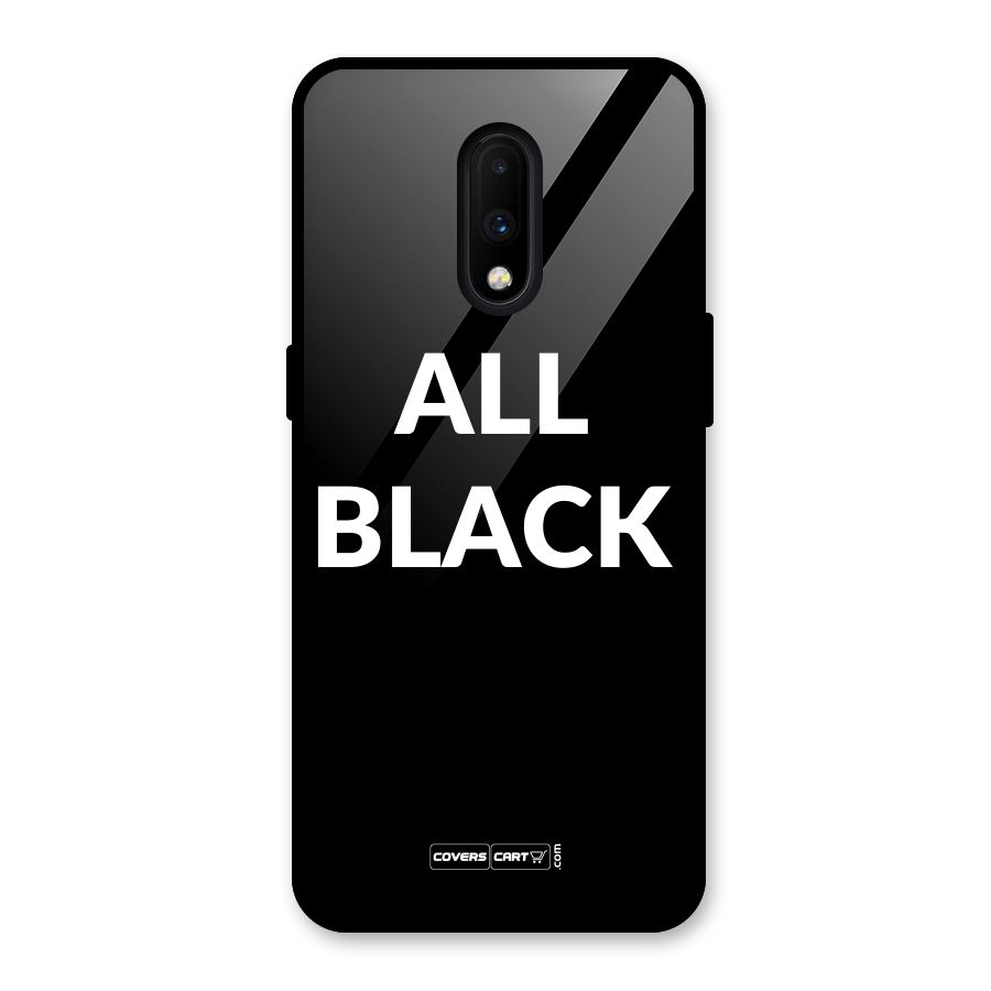 Raftaar All Black Glass Back Case for OnePlus 7