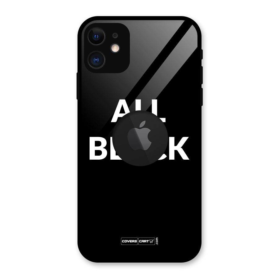 Raftaar All Black Glass Back Case for iPhone 11 Logo Cut