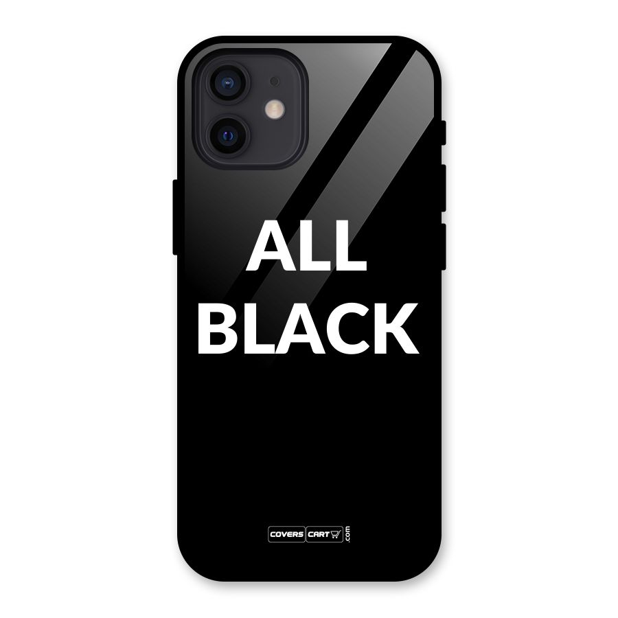 Raftaar All Black Glass Back Case for iPhone 12