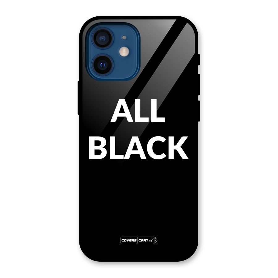 Raftaar All Black Glass Back Case for iPhone 12 Mini