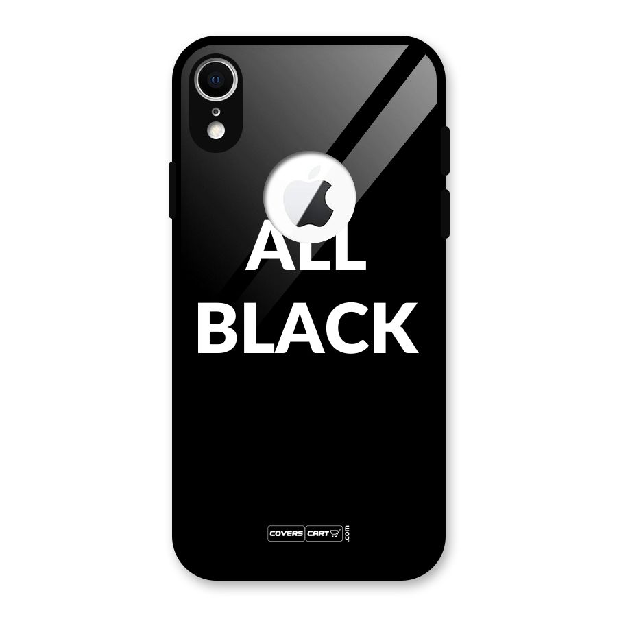 Raftaar All Black Glass Back Case for iPhone XR Logo Cut