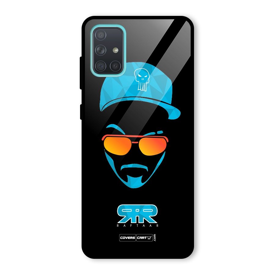 Raftaar Black and Blue Glass Back Case for Galaxy A71