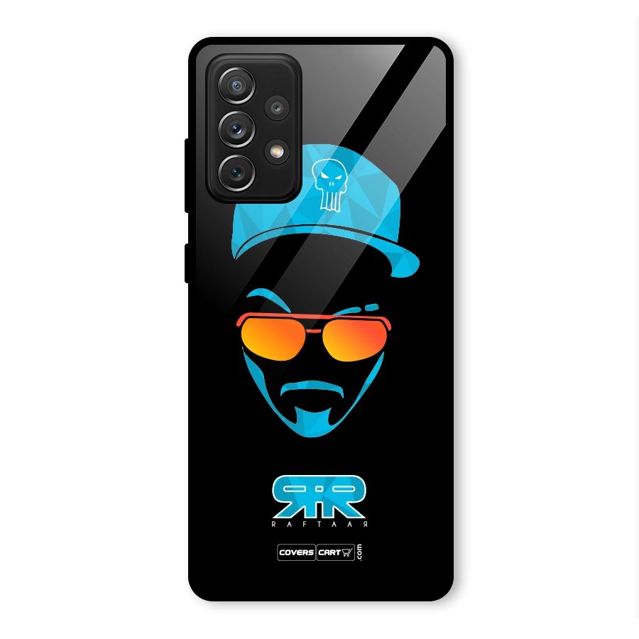 Raftaar Black and Blue Glass Back Case for Galaxy A72