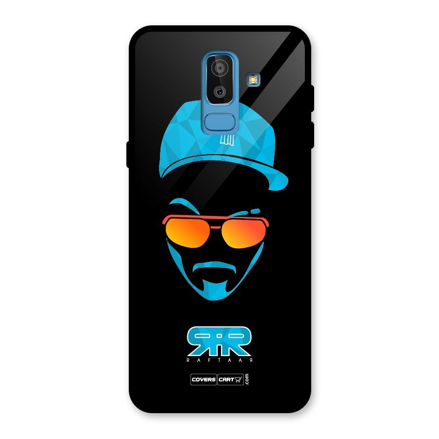 Raftaar Black and Blue Glass Back Case for Galaxy J8
