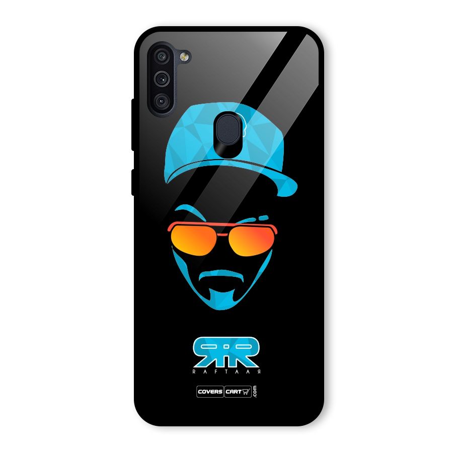 Raftaar Black and Blue Glass Back Case for Galaxy M11