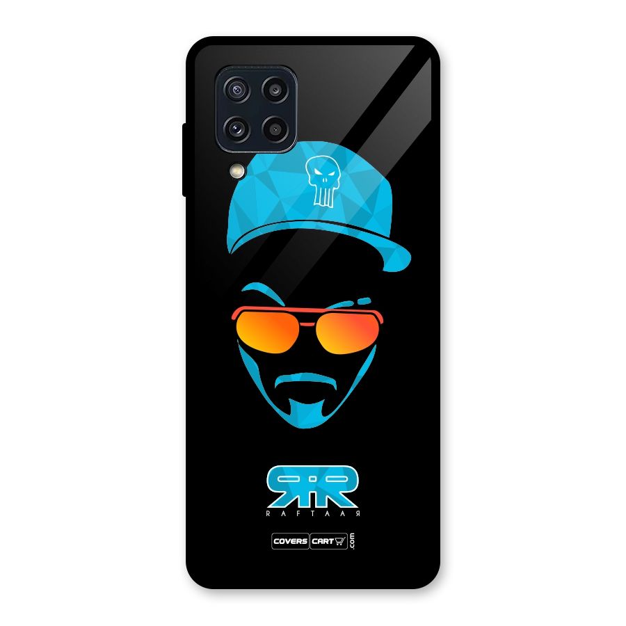 Raftaar Black and Blue Glass Back Case for Galaxy M32