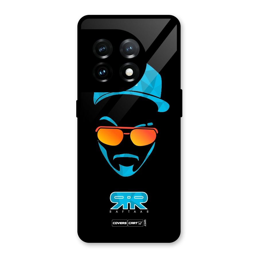 Raftaar Black and Blue Glass Back Case for OnePlus 11