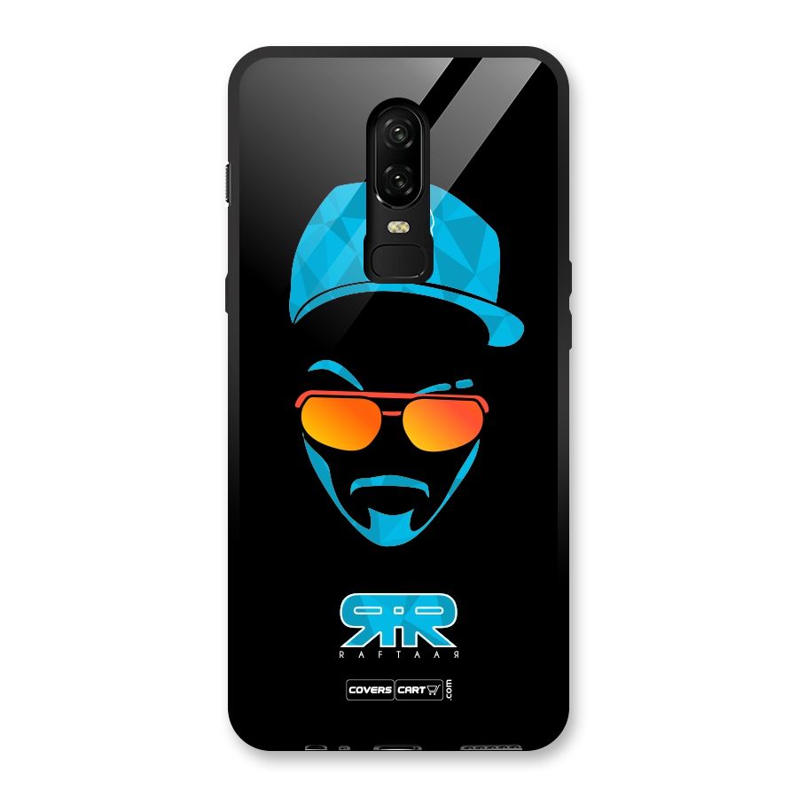 Raftaar Black and Blue Glass Back Case for OnePlus 6