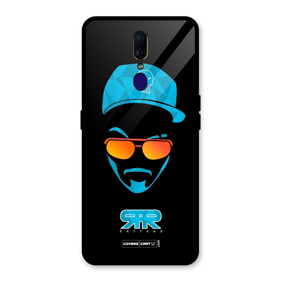 Raftaar Black and Blue Glass Back Case for Oppo F11