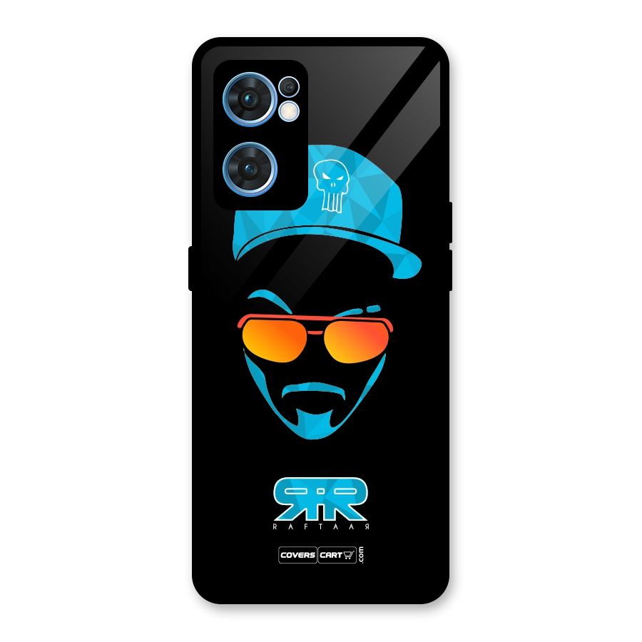 Raftaar Black and Blue Glass Back Case for Oppo Reno7 5G