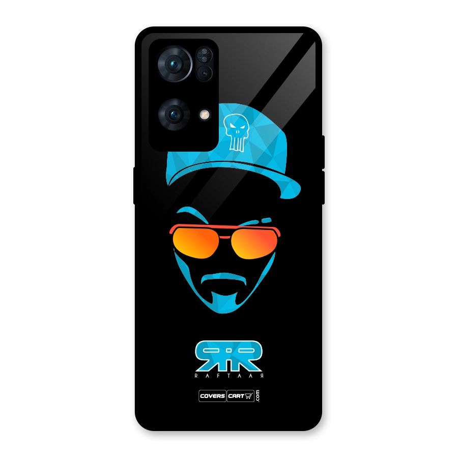 Raftaar Black and Blue Glass Back Case for Oppo Reno7 Pro 5G