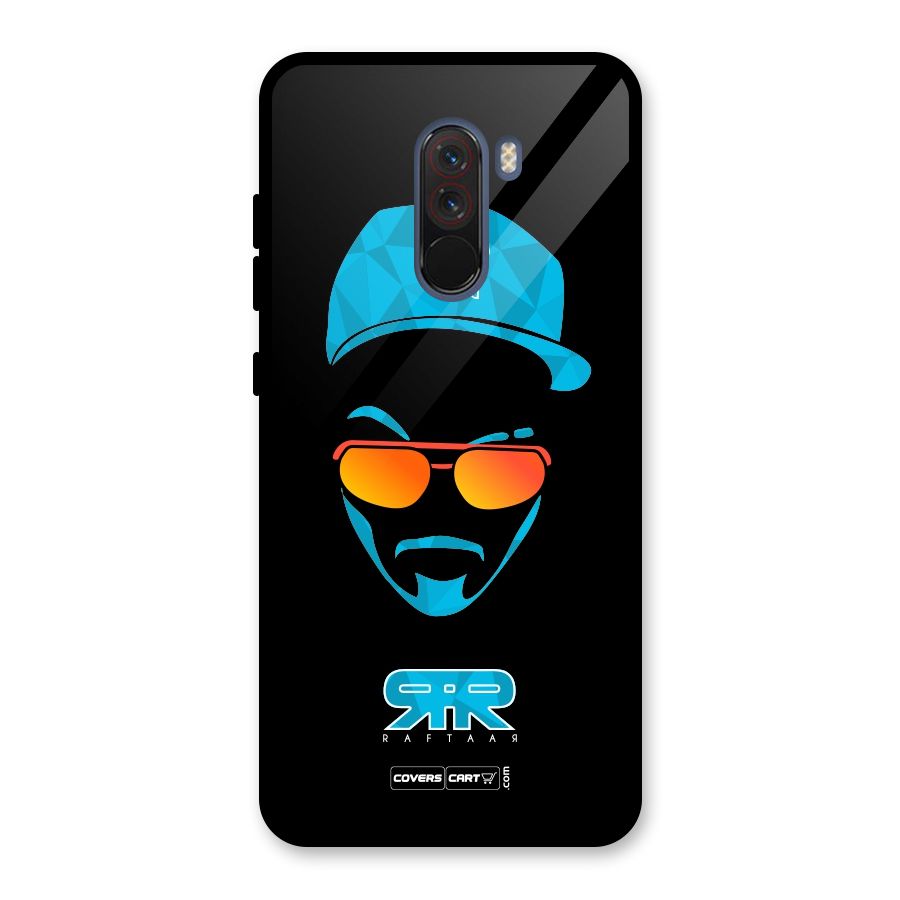 Raftaar Black and Blue Glass Back Case for Poco F1