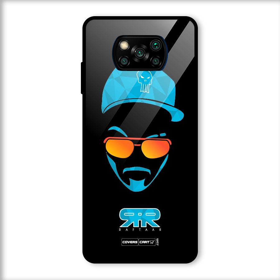 Raftaar Black and Blue Glass Back Case for Poco X3