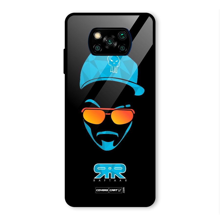 Raftaar Black and Blue Glass Back Case for Poco X3 Pro