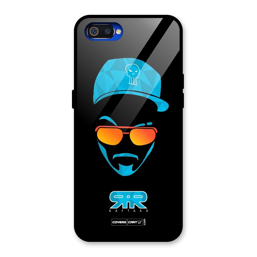 Raftaar Black and Blue Glass Back Case for Realme C2