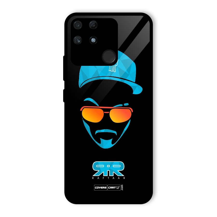 Raftaar Black and Blue Glass Back Case for Realme Narzo 50A