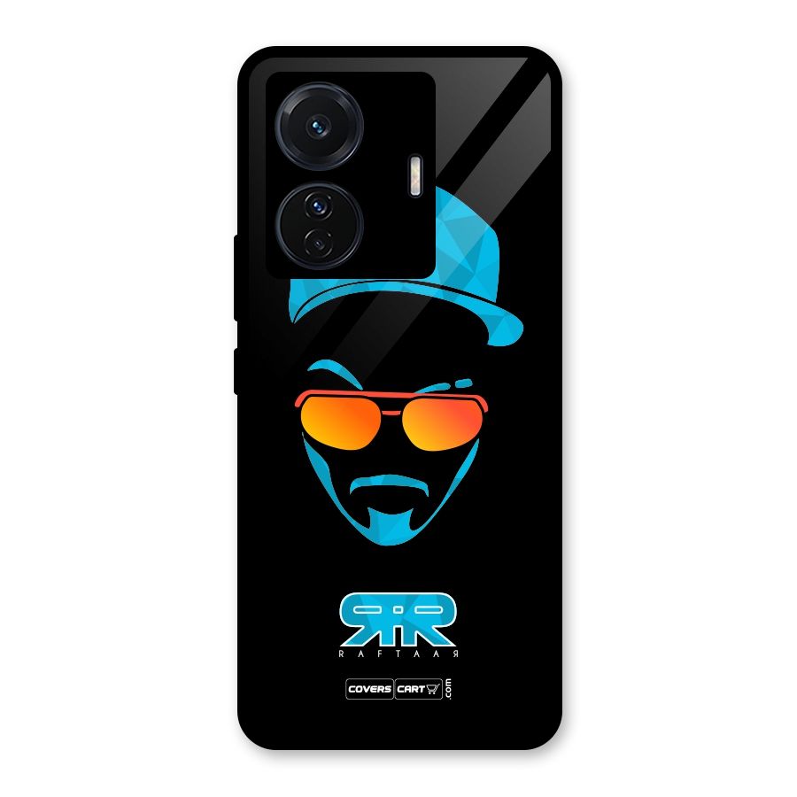 Raftaar Black and Blue Glass Back Case for Vivo T1 Pro