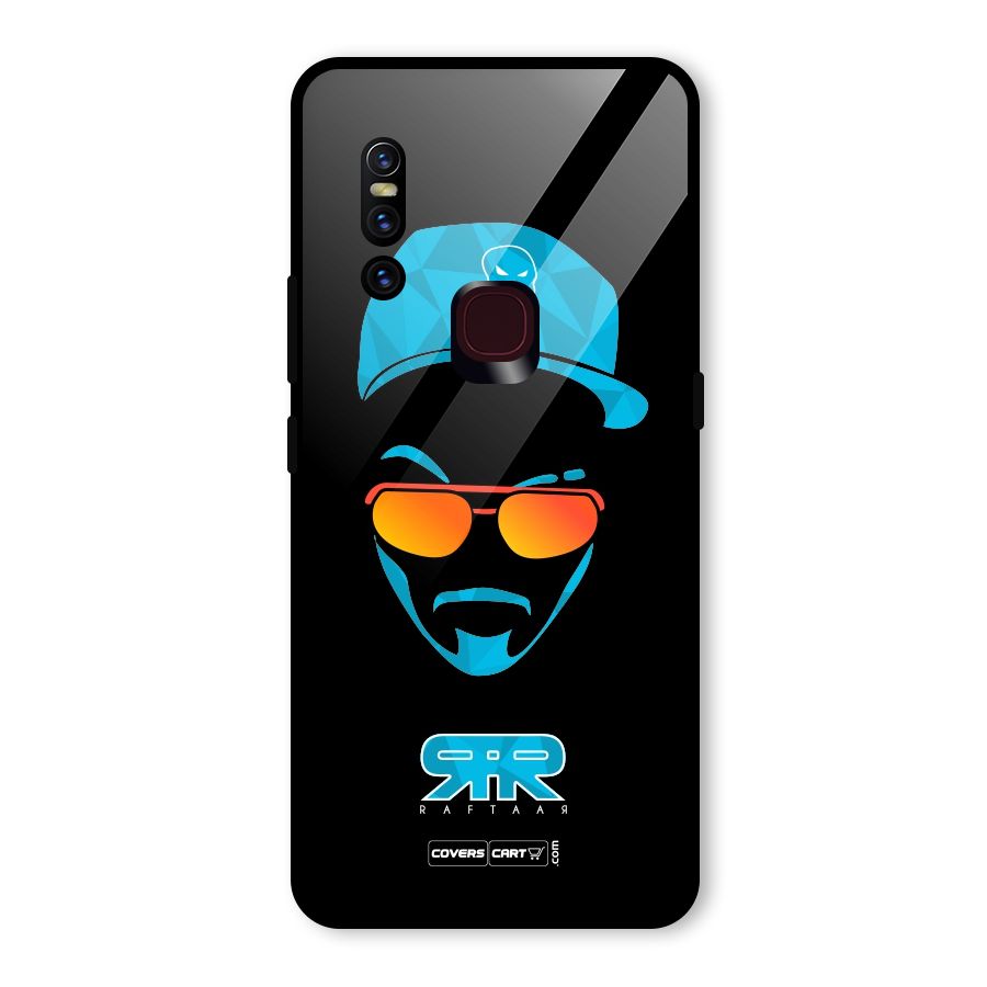 Raftaar Black and Blue Glass Back Case for Vivo V15