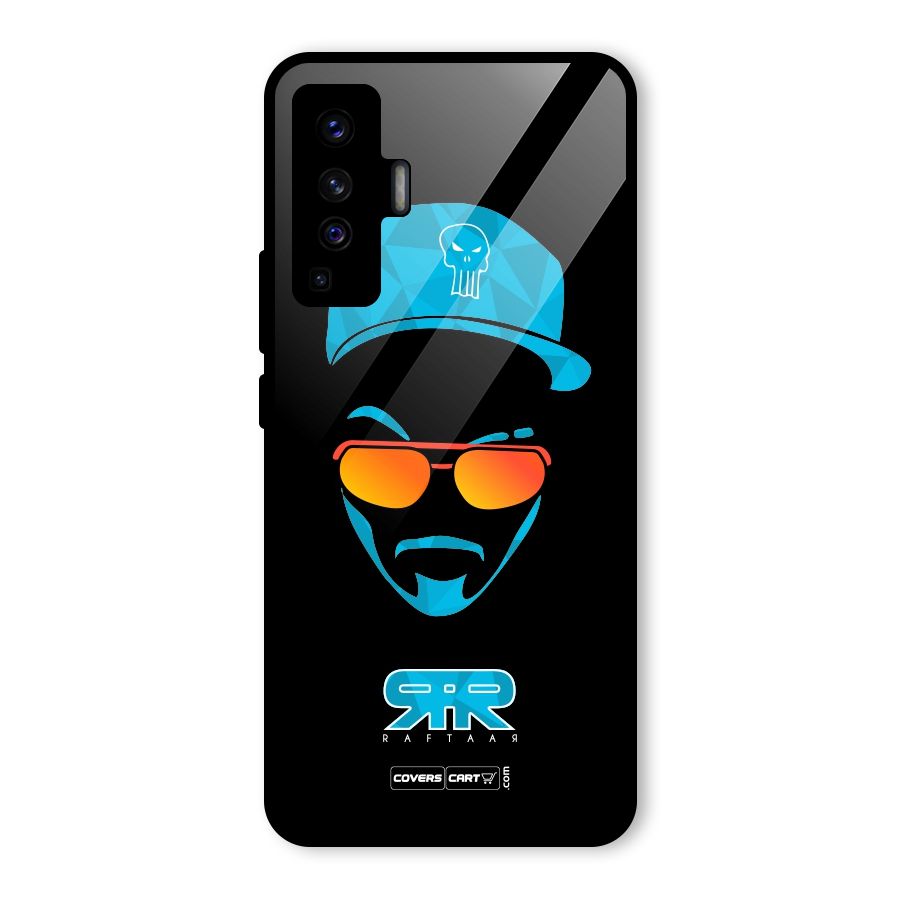 Raftaar Black and Blue Glass Back Case for Vivo X50